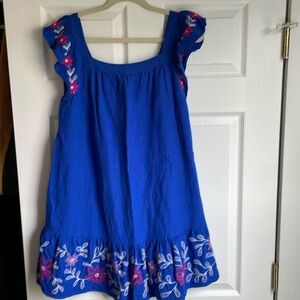 Embroidered Linen-Blend Dress